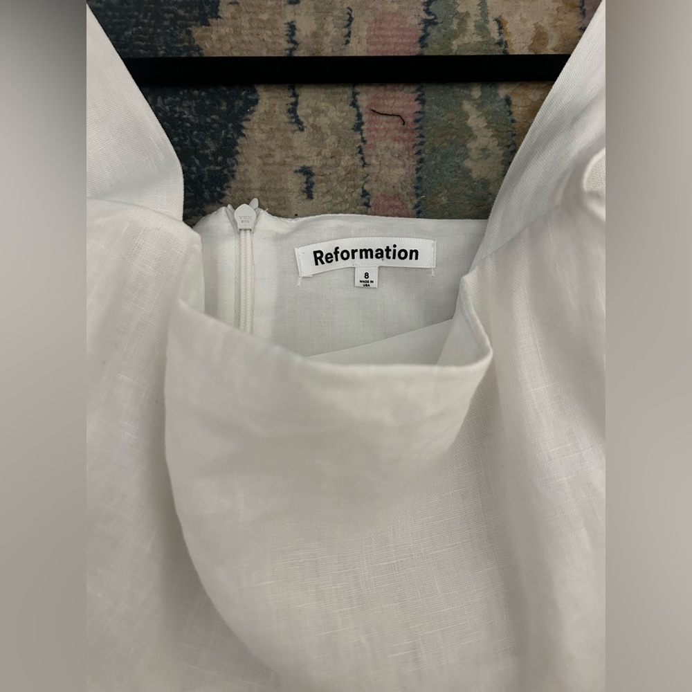 Reformation Kerrigan Linen Dress - White - Size 8 - Picture 6 of 11